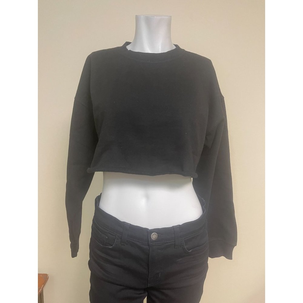 NWT WEWOREWHAT Cropped Sweatshirt - Black - Size XS - Picture 6 of 10